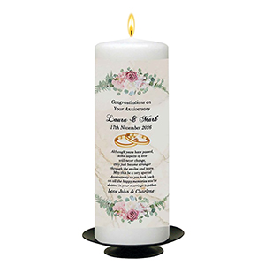 Personalised Wedding Anniversary Candle Gift - Family Crest Anniversary Gold Script & Photo