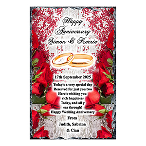 Personalised Wedding Anniversary Candle Gift - Family Crest Anniversary Gold Script & Photo