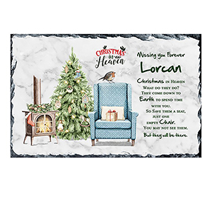 Personalised Christmas Remembrance Slate - Robin & Berries