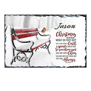 Personalised Christmas Remembrance Slate - Robin & Berries