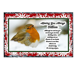 Personalised Christmas Remembrance Slate - Robin & Berries