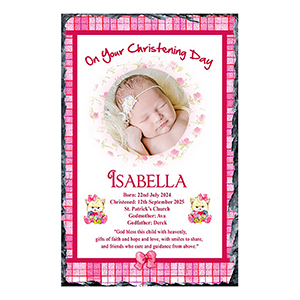 Personalised Boy Christening Slate Gift - All Things Nice Blue with Photo