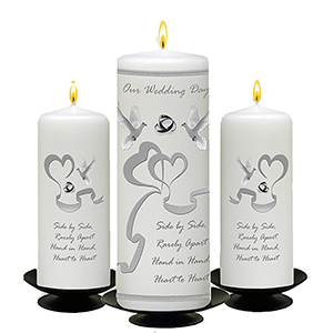 Personalised Wedding Candles - Trinity Knot & Swirls Gold Set (1 x 9 inch & 2 x 6 inch Candles)