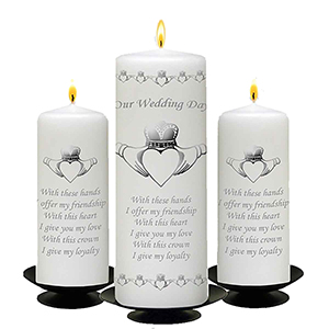 Personalised Wedding Candles - Trinity Knot & Swirls Gold Set (1 x 9 inch & 2 x 6 inch Candles)