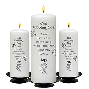 Personalised Wedding Candles - Trinity Knot & Swirls Gold Set (1 x 9 inch & 2 x 6 inch Candles)