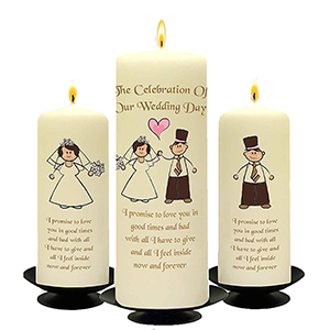 Personalised Wedding Candles - Trinity Knot & Swirls Gold Set (1 x 9 inch & 2 x 6 inch Candles)