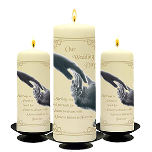 Personalised Wedding Candles - Trinity Knot & Swirls Gold Set (1 x 9 inch & 2 x 6 inch Candles)