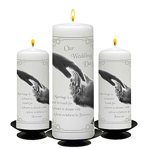 Personalised Wedding Candles - Trinity Knot & Swirls Gold Set (1 x 9 inch & 2 x 6 inch Candles)