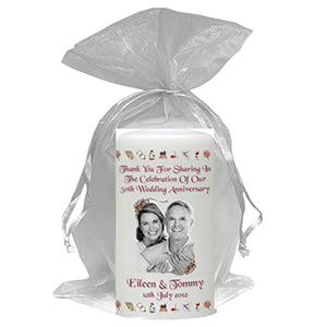 Personalised Wedding Anniversary Favour Candle - 60th Anniversary - Ribbons & Photo