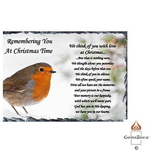 Personalised Christmas Remembrance Slate - Robin & Berries