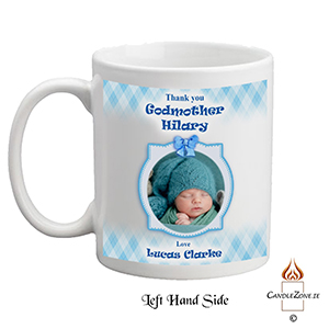 Personalised Godfather Mug Gift - Forget Me Knots Blue with Photo