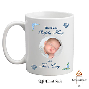 Personalised Godfather Mug Gift - Forget Me Knots Blue with Photo