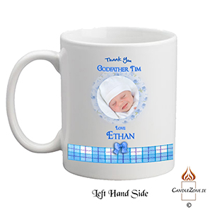 Personalised Godfather Mug Gift - Forget Me Knots Blue with Photo