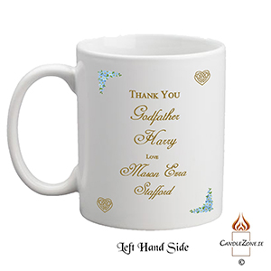Personalised Godfather Mug Gift - Forget Me Knots Blue with Photo