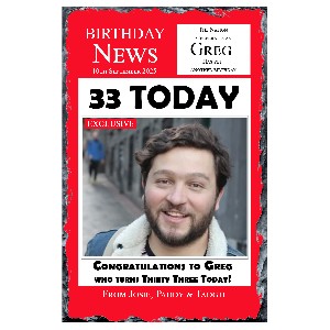 Personalsied Birthday Slate Gift - Birthday News - Red with photo