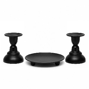Candle Stand - Set Black includes: 1 Saucer & 2 Tulip Stands