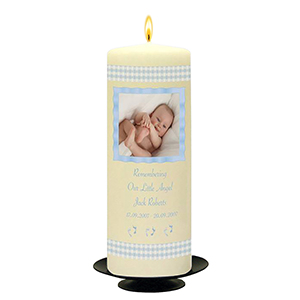 Personalised Remembrance Candle - Angel Wings Blue