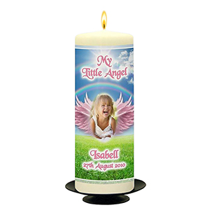 Personalised Remembrance Candle - Angel Wings Blue