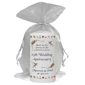 Personalised Wedding Anniversary Favour Candle - 60th Anniversary - Ribbons & Photo