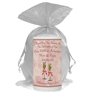 Personalised Wedding Anniversary Favour Candle - 60th Anniversary - Ribbons & Photo