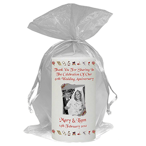 Personalised Wedding Anniversary Favour Candle - 60th Anniversary - Ribbons & Photo