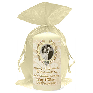 Personalised Wedding Anniversary Favour Candle - 60th Anniversary - Ribbons & Photo