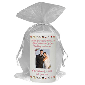 Personalised Wedding Anniversary Favour Candle - 60th Anniversary - Ribbons & Photo