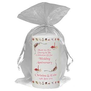 Personalised Wedding Anniversary Favour Candle - 60th Anniversary - Ribbons & Photo