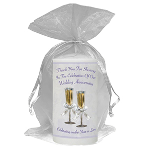 Personalised Wedding Anniversary Favour Candle - 60th Anniversary - Ribbons & Photo