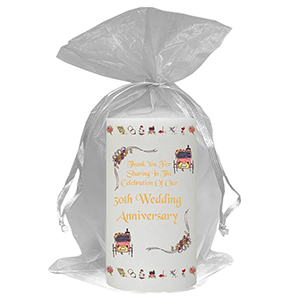 Personalised Wedding Anniversary Favour Candle - 60th Anniversary - Ribbons & Photo