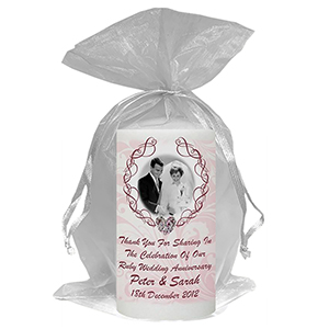 Personalised Wedding Anniversary Favour Candle - 60th Anniversary - Ribbons & Photo