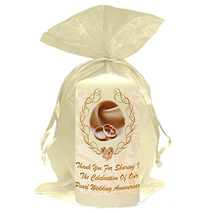 Personalised Wedding Anniversary Favour Candle - 60th Anniversary - Ribbons & Photo