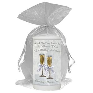 Personalised Wedding Anniversary Favour Candle - 60th Anniversary - Ribbons & Photo