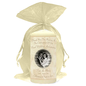 Personalised Wedding Anniversary Favour Candle - 60th Anniversary - Ribbons & Photo