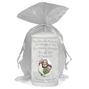 Personalised Wedding Anniversary Favour Candle - 60th Anniversary - Ribbons & Photo
