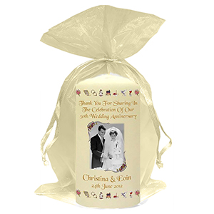 Personalised Wedding Anniversary Favour Candle - 60th Anniversary - Ribbons & Photo