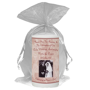 Personalised Wedding Anniversary Favour Candle - 60th Anniversary - Ribbons & Photo
