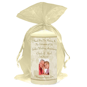 Personalised Wedding Anniversary Favour Candle - 60th Anniversary - Ribbons & Photo