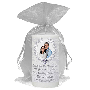 Personalised Wedding Anniversary Favour Candle - 60th Anniversary - Ribbons & Photo