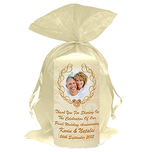 Personalised Wedding Anniversary Favour Candle - 60th Anniversary - Ribbons & Photo