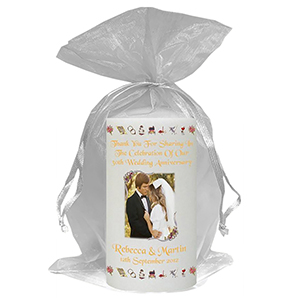 Personalised Wedding Anniversary Favour Candle - 60th Anniversary - Ribbons & Photo