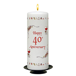 Personalised Wedding Anniversary Candle Gift - Family Crest Anniversary Gold Script & Photo