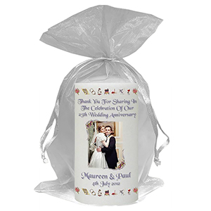 Personalised Wedding Anniversary Favour Candle - 60th Anniversary - Ribbons & Photo