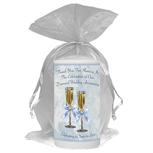 Personalised Wedding Anniversary Favour Candle - 60th Anniversary - Ribbons & Photo