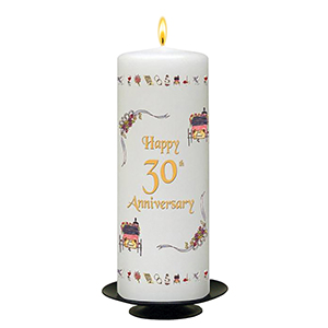Personalised Wedding Anniversary Candle Gift - Family Crest Anniversary Gold Script & Photo