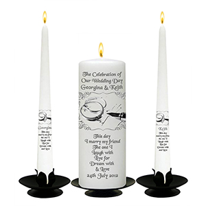 Personalised Wedding Candles - Family Crests Black Script