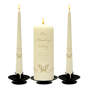 Personalised Wedding Candles - Family Crests Crest Gold Script
