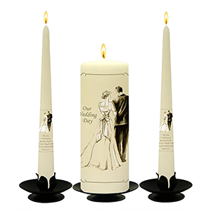 Personalised Wedding Candles - Family Crests Crest Gold Script