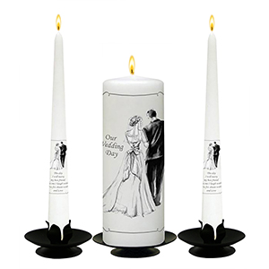 Hand To Hand Silver Wedding Candles (Ivory/White)