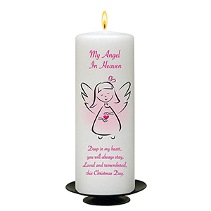 Personalised Christmas Remembrance Candle - Blue Angel Heart